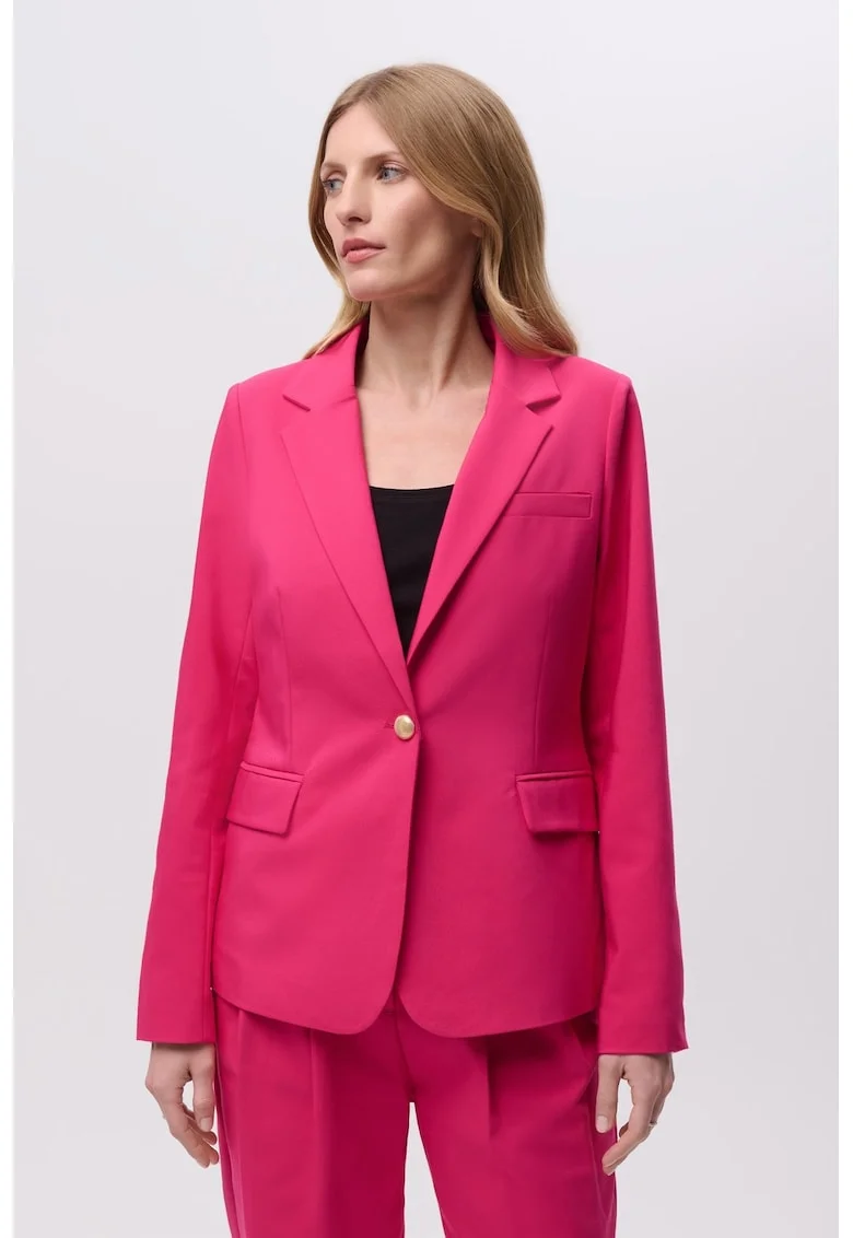 Sacou cu revere decupate si buzunare cu clapa, Fucsia