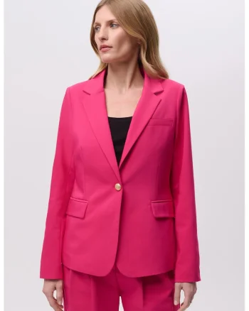 Sacou cu revere decupate si buzunare cu clapa, Fucsia