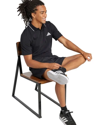 Tricou polo de bumbac, Alb/Negru stins
