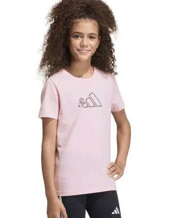 Tricou cu decolteu la baza gatului si logo, Negru/Roz pastel