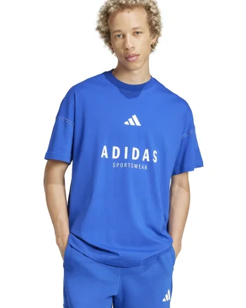 Tricou cu decolteu la baza gatului si imprimeu logo, Albastru royal