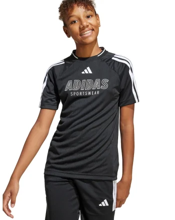 Tricou cu logo si decolteu la baza gatului, Alb/Negru stins