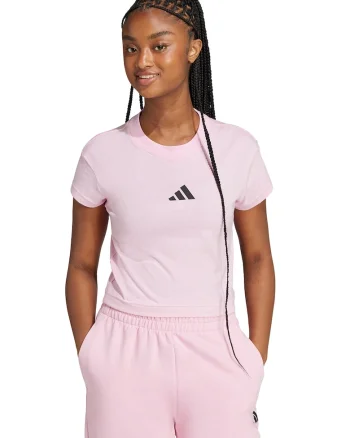 Tricou crop din bumbac, Negru/Roz pal