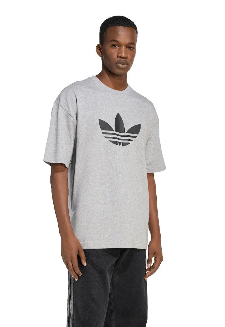 Tricou cu imprimeu logo Tirefoil, Negru stins/Gri carbune
