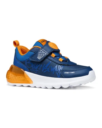 Pantofi sport Activart Illuminus cu design Looney Tunes, Portocaliu/Bleumarin