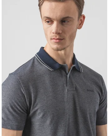 Tricou polo relaxed fit Peoxford, Gri/Bleumarin