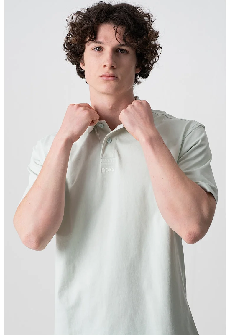 Tricou polo relaxed fit, Albastru deschis