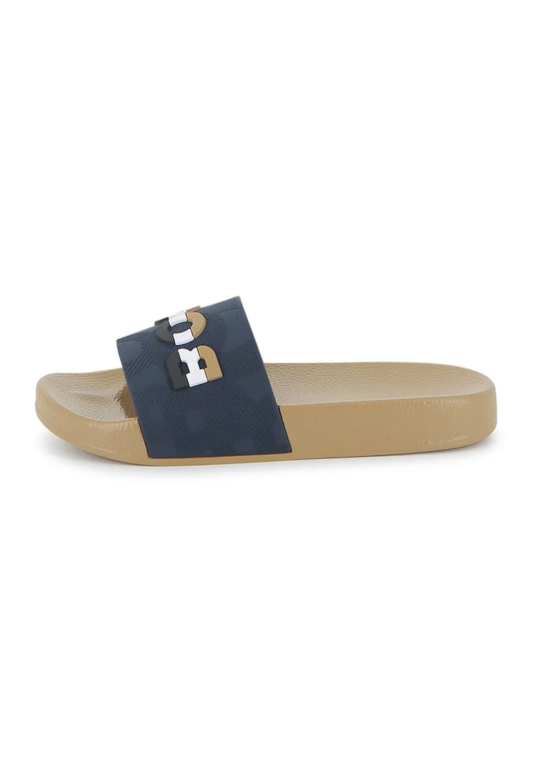 Papuci cu logo in degrade, Kaki/Bleumarin