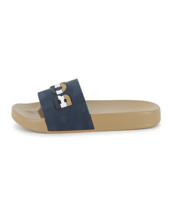 Papuci cu logo in degrade, Kaki/Bleumarin