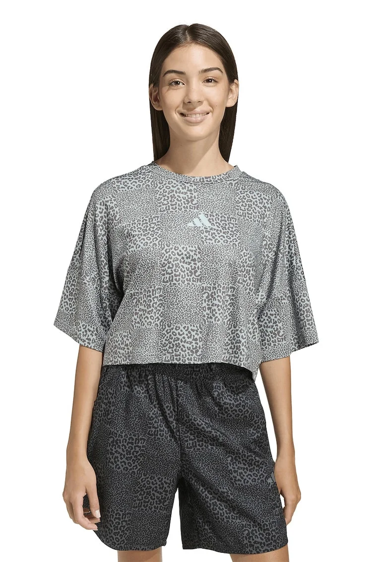 Tricou crop Future Icons, Gri deschis/Gri