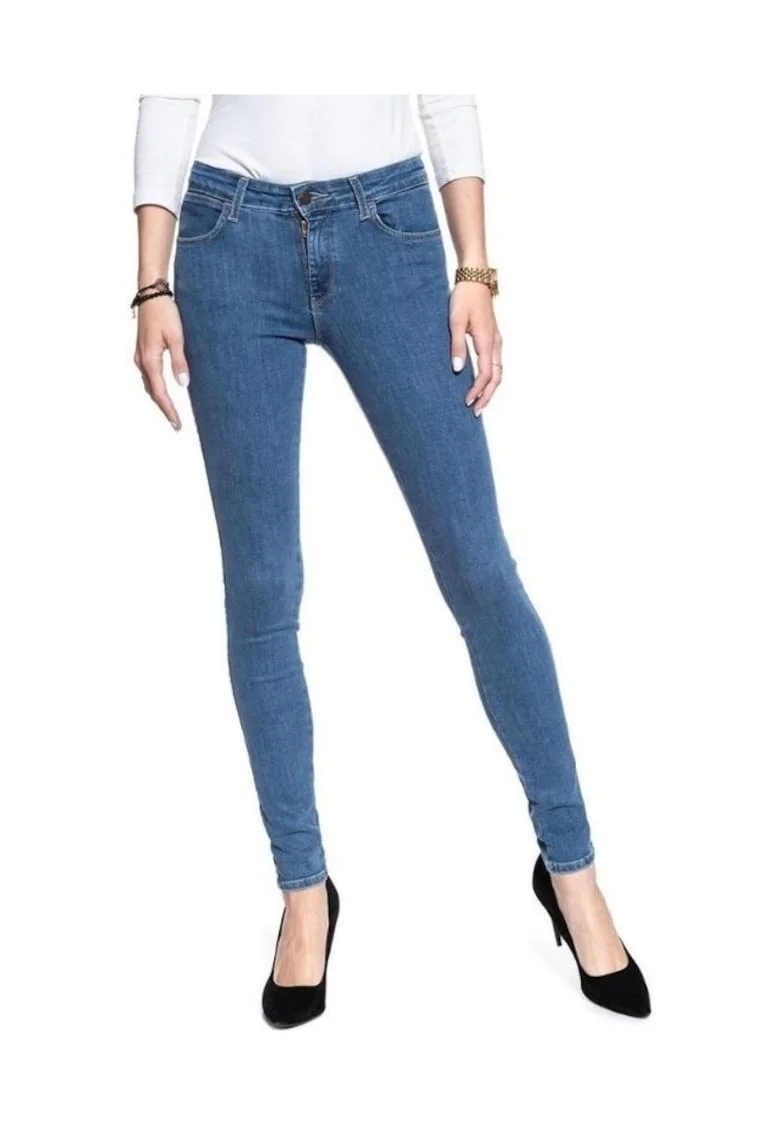 Blugi Dama,  Skinny 24/32, Bumbac, Zipper, Lung, 5 Buzunare 2 Mari 2 Medii Exterioare1 Mic Interior, Talie Medie, Albastru