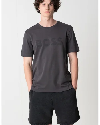 Tricou regular fit cu decolteu la baza gatului Future, Gri inchis