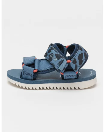 Sandale cu velcro si logo brodat Peak Web, Albastru