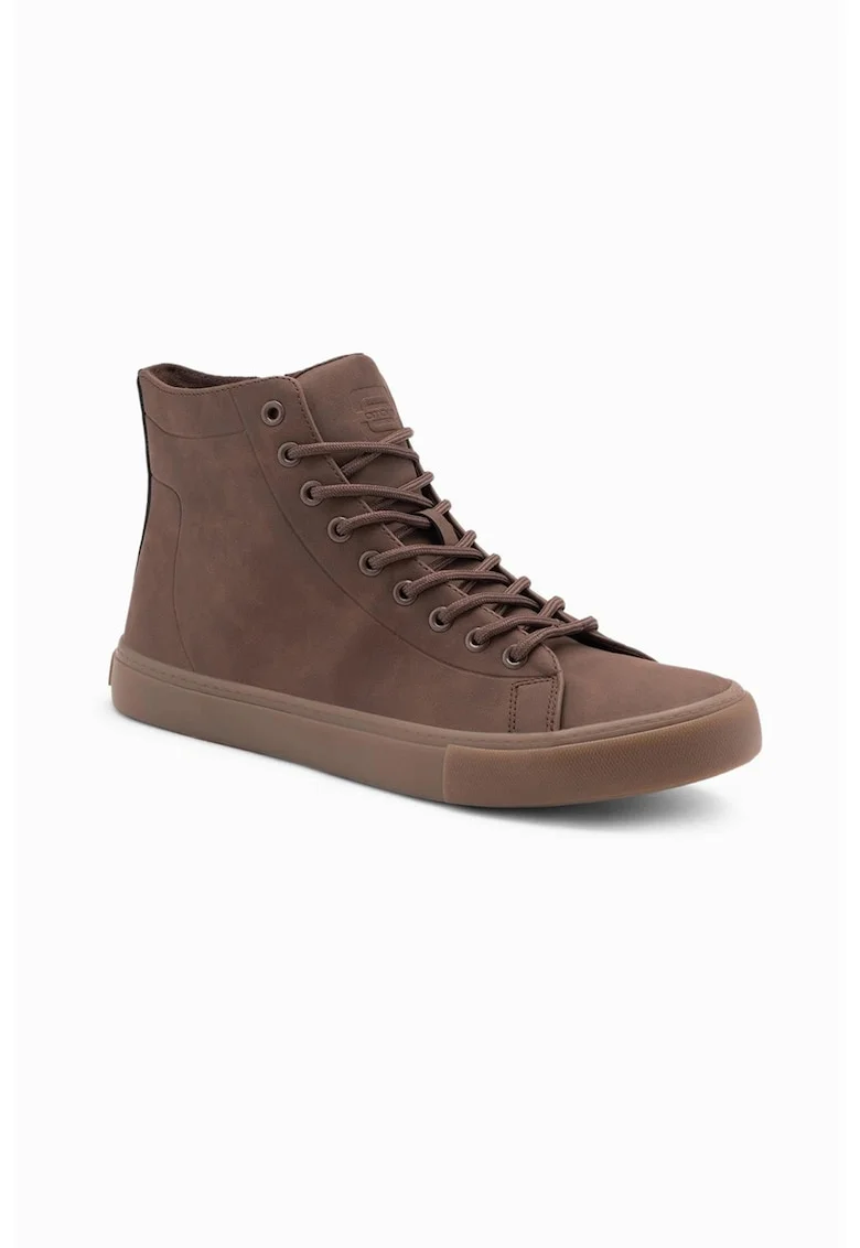 Pantofi sport de piele intoarsa cu varf rotund, Maro