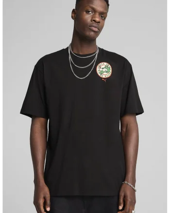 Tricou cu imprimeu logo pe partea din spate, Verde/Negru