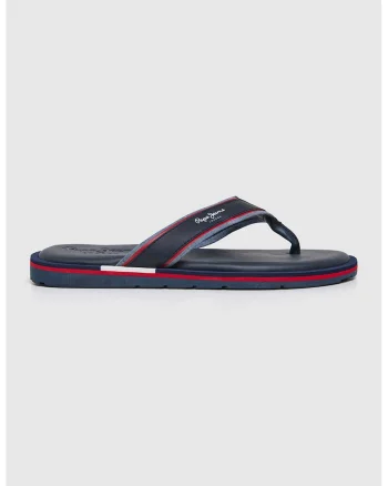 Papuci flip-flop cu logo, Rosu/Alb optic/Bleumarin