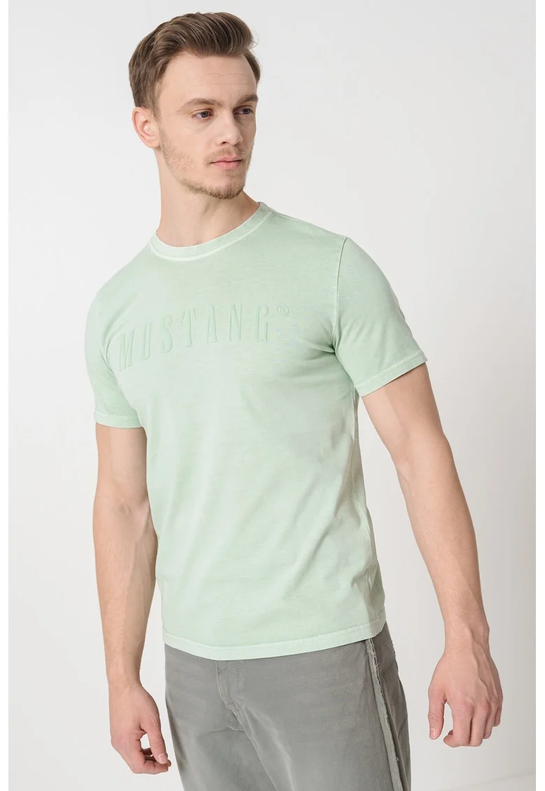 Tricou cu logo pe piept, Verde menta