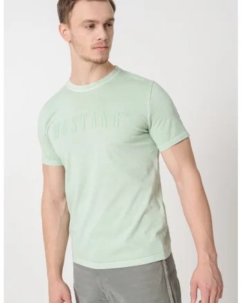 Tricou cu logo pe piept, Verde menta