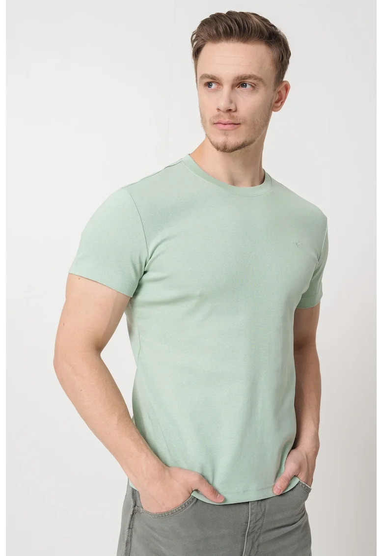 Tricou uni cu decolteu la baza gatului, Verde menta