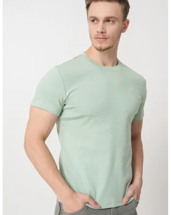 Tricou uni cu decolteu la baza gatului, Verde menta