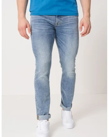 Blugi slim fit, Albastru deschis melange