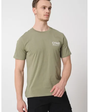 Tricou cu decolteu la baza gatului si logo pe piept, Verde pal/Alb optic