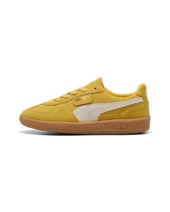 Pantofi sport Palermo de piele intoarsa si piele, Alb/Galben sofran