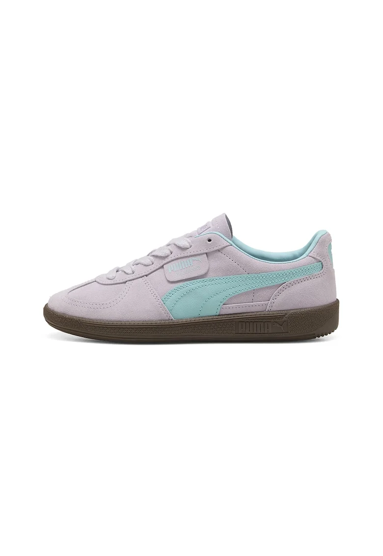 Pantofi sport Palermo de piele intoarsa si piele, Turcoaz/Lila