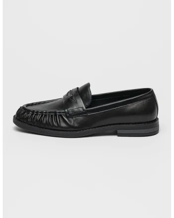 Pantofi loafer de piele si piele ecologica, Negru