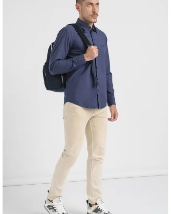 Camasa regular fit de bumbac cu logo brodat, Bleumarin