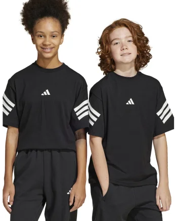 Tricou cu decolteu la baza gatului si logo, Negru stins/Alb murdar