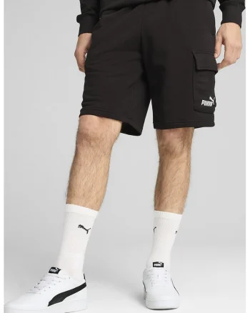 Pantaloni scurti cu buzunar lateral cu clapa, Negru