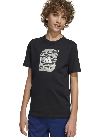 Tricou din bumbac Boxy, Negru/Gri deschis