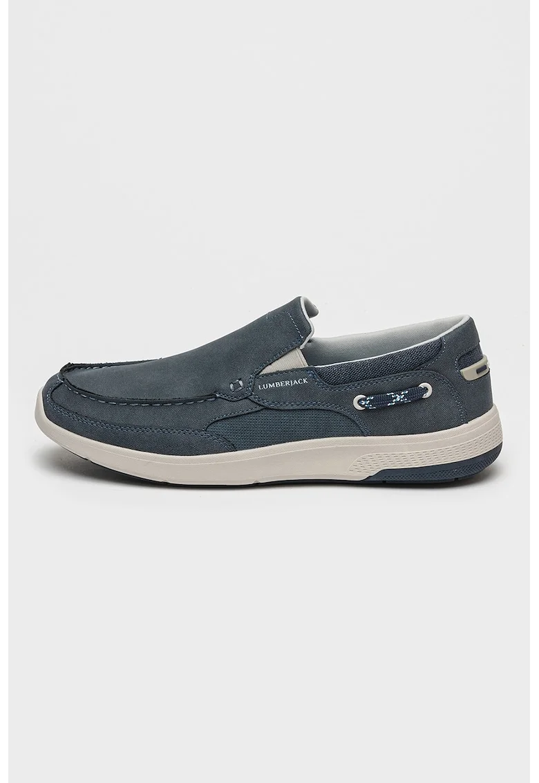 Pantofi loafer de piele ecologica Crero, Gri deschis/Albastru prafuit