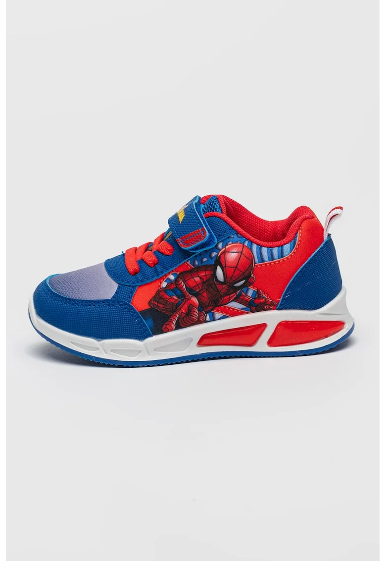 Pantofi sport cu LED Spiderman, Rosu/Alb/Albastru royal