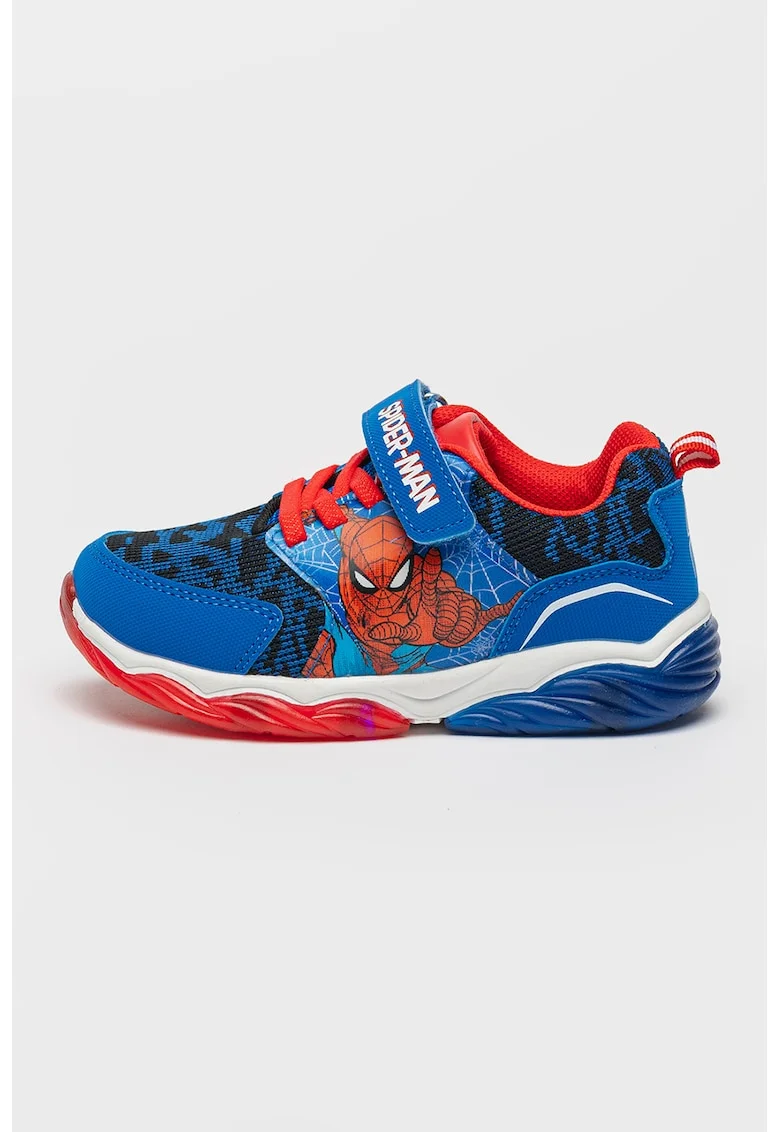 Pantofi sport cu LED Spiderman, Rosu/Alb/Albastru royal