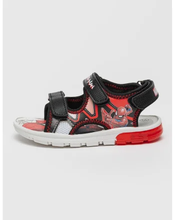 Sandale cu velcro si lumini Spider-man, Rosu/Alb/Negru