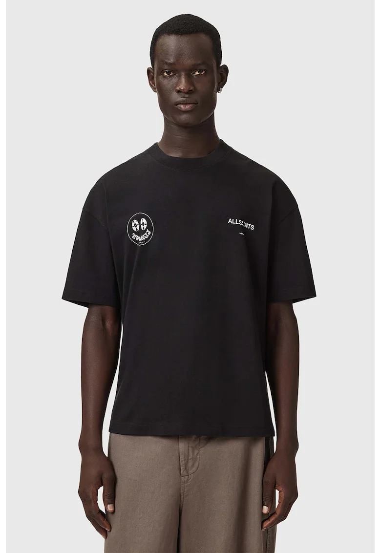 Tricou cu imprimeu grafic Spinner, Negru