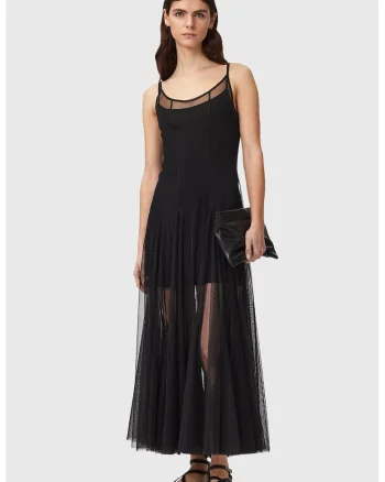 Rochie slim fit cu model 2 in 1 Harmonia, Negru