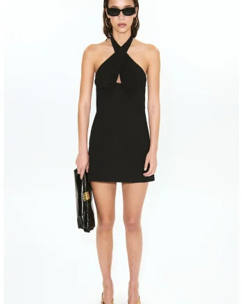 Rochie mini cu decolteu halter, Negru