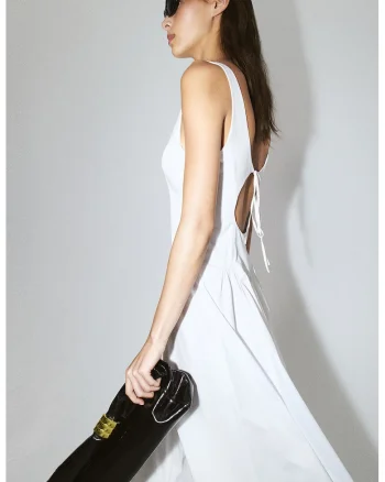 Rochie midi cu decolteu patrat, Alb optic