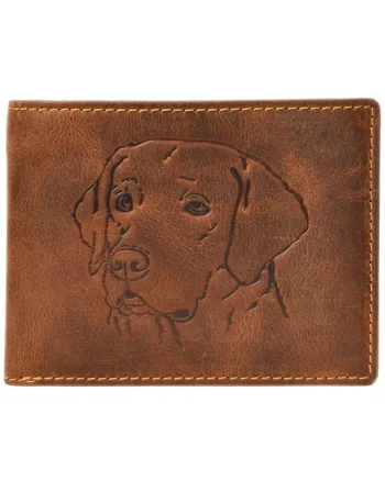Portofel barbati piele naturala maro antichizat 12.5 x 9.5 x 2.5 cm, Vintage Labrador,  Maro antichizat