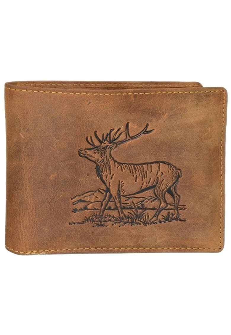 Portofel barbati piele naturala maro antichizat 12 x 10 cm, Vintage Hunting,  Maro antichizat
