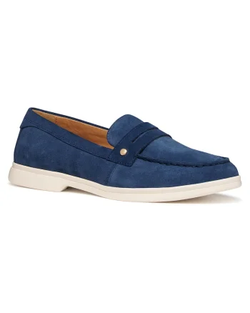 Pantofi loafer de piele intoarsa cu model uni, Albastru