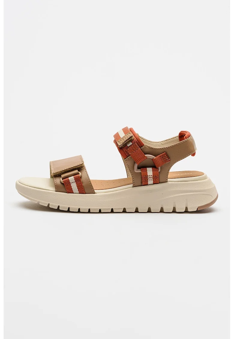 Sandale cu inchidere velcro Flextride, Maro cognac/Maro scortisoara