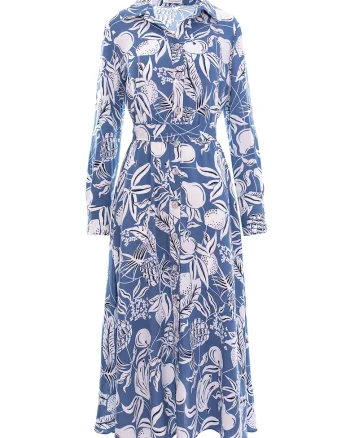 Rochie maxi cu imprimeu, Albastru lavanda/Alb optic