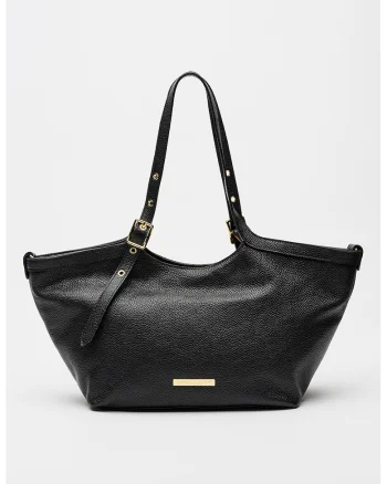 Geanta tote din piele cu barete ajustabile, Negru