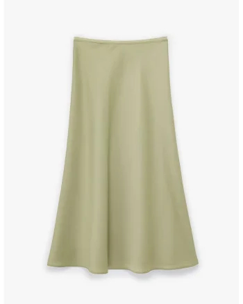 Fusta midi evazata, Verde pal