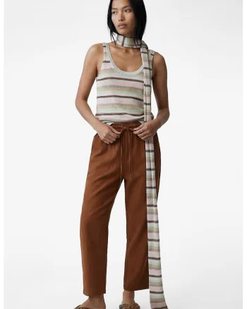 Pantaloni crop conici, Maro scortisoara