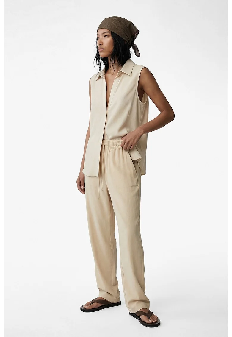 Pantaloni crop conici, Crem